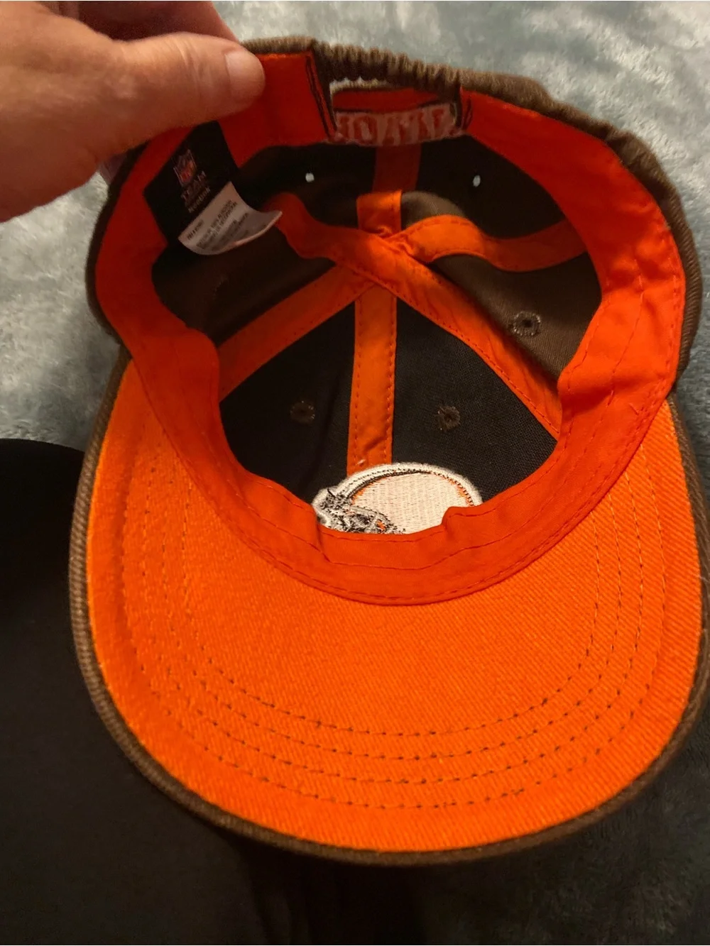 Reebok Brown Kids Baseball Cap with Orange Helmet Patch